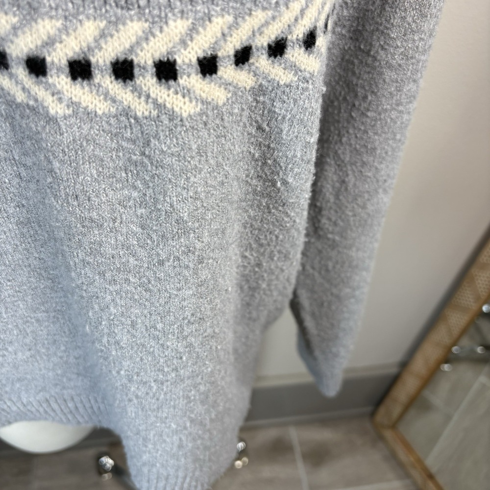 Weatherproof Vintage Women L Gray Sweater Fair Isle Nordic Knit SOME PILLING - Picture 4 of 14